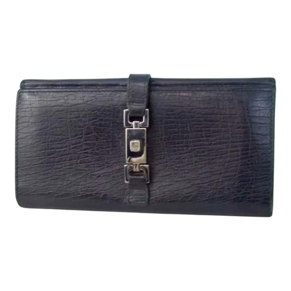 Gucci Jackie Black all leather there wallet Piston clasp closure EUC